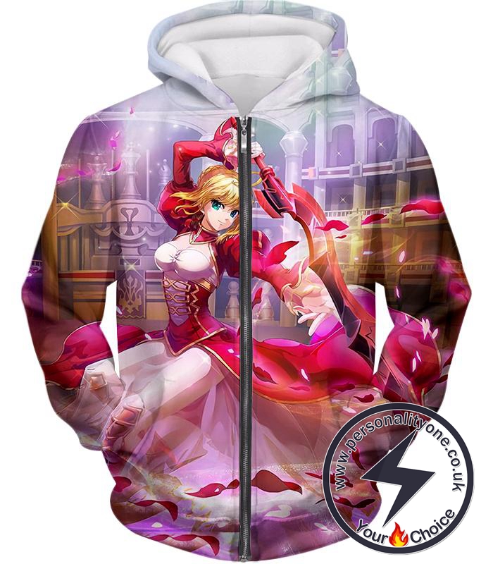 Fate Stay Night Beautiful Saber Fate Extra Cool Printed Zip Up Hoodie